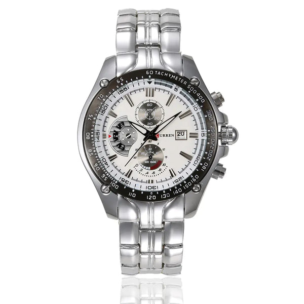 CURREN 8083 Reloj para Hombre Impermeable con Banda de Acero y Calendario