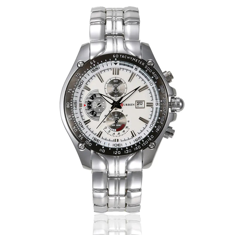 CURREN 8083 Reloj para Hombre Impermeable con Banda de Acero y Calendario