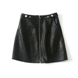 Chic High Waist PU Leather Skirt