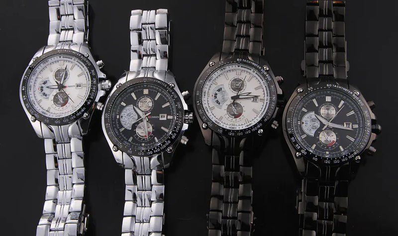 CURREN 8083 Reloj para Hombre Impermeable con Banda de Acero y Calendario