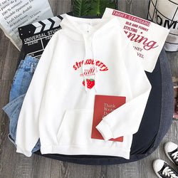 Sudadera Harajuku con Gráfico de Leche de Fresa