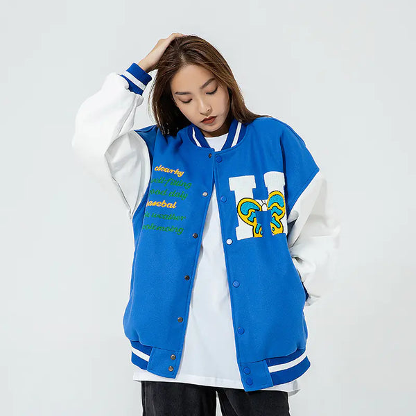Chaqueta de Béisbol Bordada para Parejas con Combinación de Colores