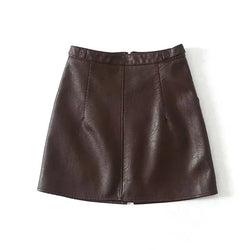 Chic High Waist PU Leather Skirt
