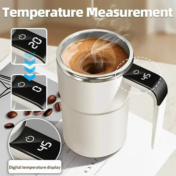 Taza magnética automática con agitación automática y pantalla LCD, taza mezcladora de acero inoxidable para café y leche, tazas térmicas inteligentes recargables por USB