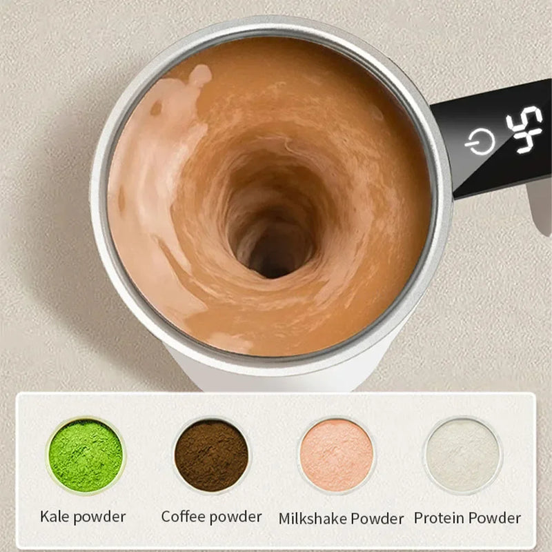 Taza magnética automática con agitación automática y pantalla LCD, taza mezcladora de acero inoxidable para café y leche, tazas térmicas inteligentes recargables por USB