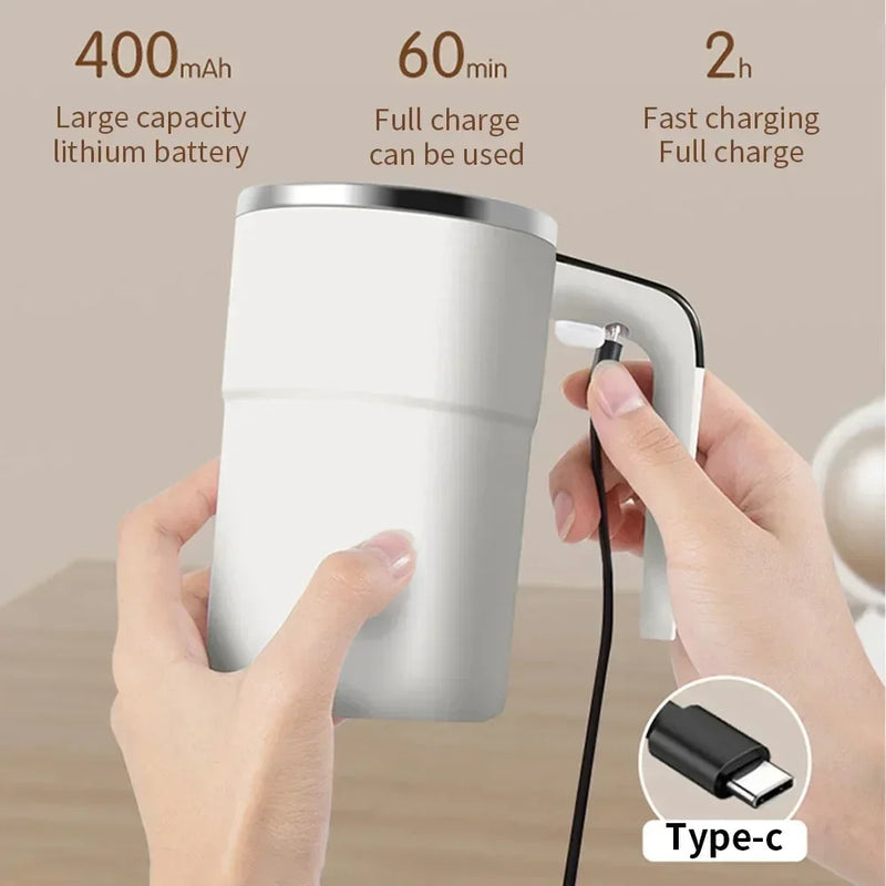 Taza magnética automática con agitación automática y pantalla LCD, taza mezcladora de acero inoxidable para café y leche, tazas térmicas inteligentes recargables por USB