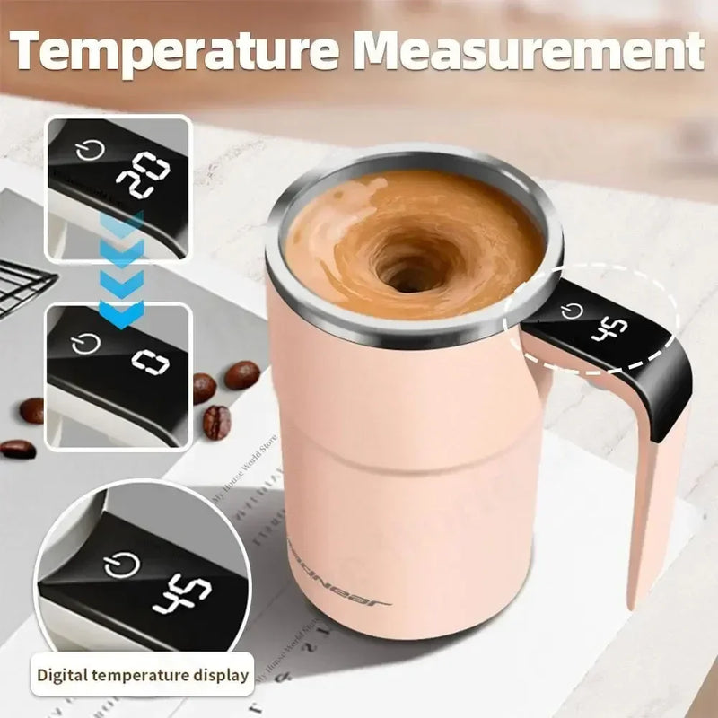 Taza magnética automática con agitación automática y pantalla LCD, taza mezcladora de acero inoxidable para café y leche, tazas térmicas inteligentes recargables por USB