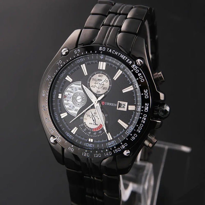 CURREN 8083 Reloj para Hombre Impermeable con Banda de Acero y Calendario