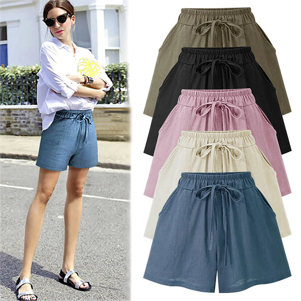 Shorts de Talla Grande para Mujer, Cintura Alta y Sueltos para el Verano
