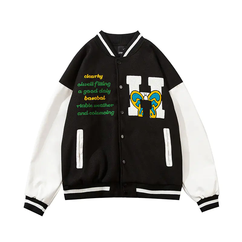 Chaqueta de Béisbol Bordada para Parejas con Combinación de Colores