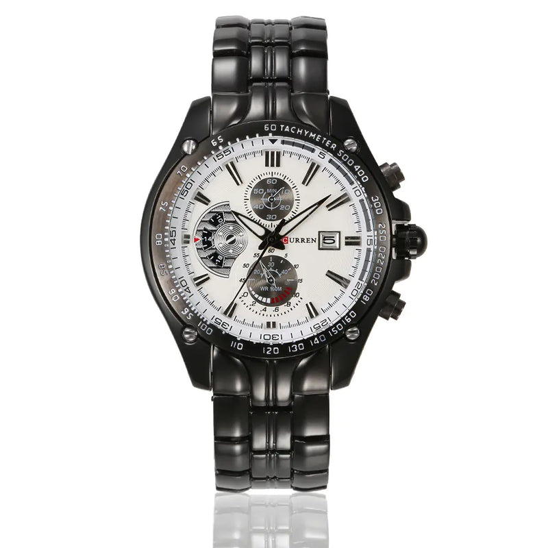 CURREN 8083 Reloj para Hombre Impermeable con Banda de Acero y Calendario