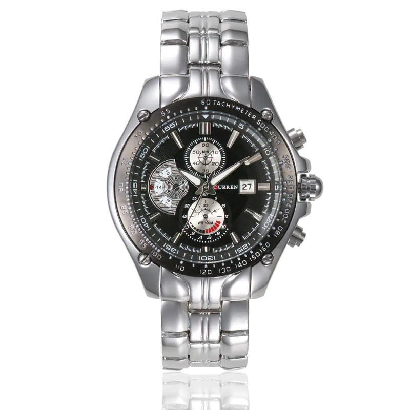 CURREN 8083 Reloj para Hombre Impermeable con Banda de Acero y Calendario